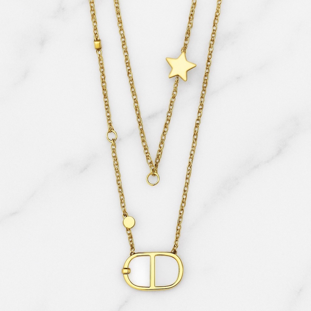 KC Chic Gold Layered Necklace CD with Star Charm